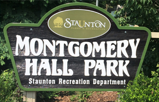 Montgomery Hall Park sign