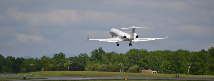 view of an airplane taking off
