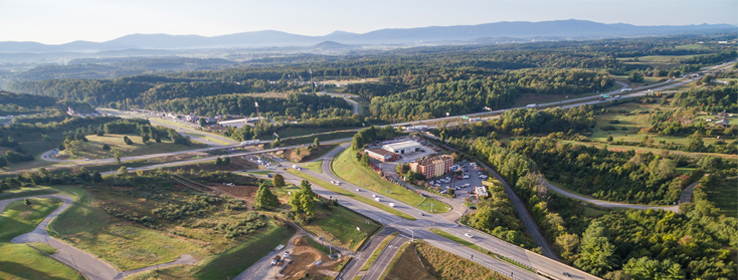view of major roadways in and around Staunton