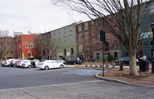View of the Wharf parking lot across from the Bistro where the new pavers will be installed.