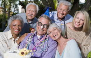 diverse group of seniors laughing together