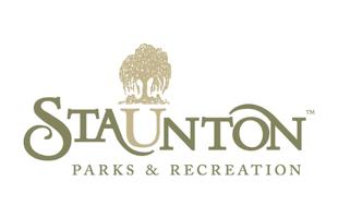 Staunton logo with a tree above the U and parks and recreation written below