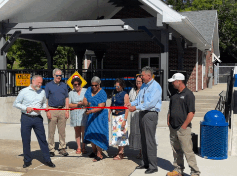 Pool House Ribbon Cutting GIF